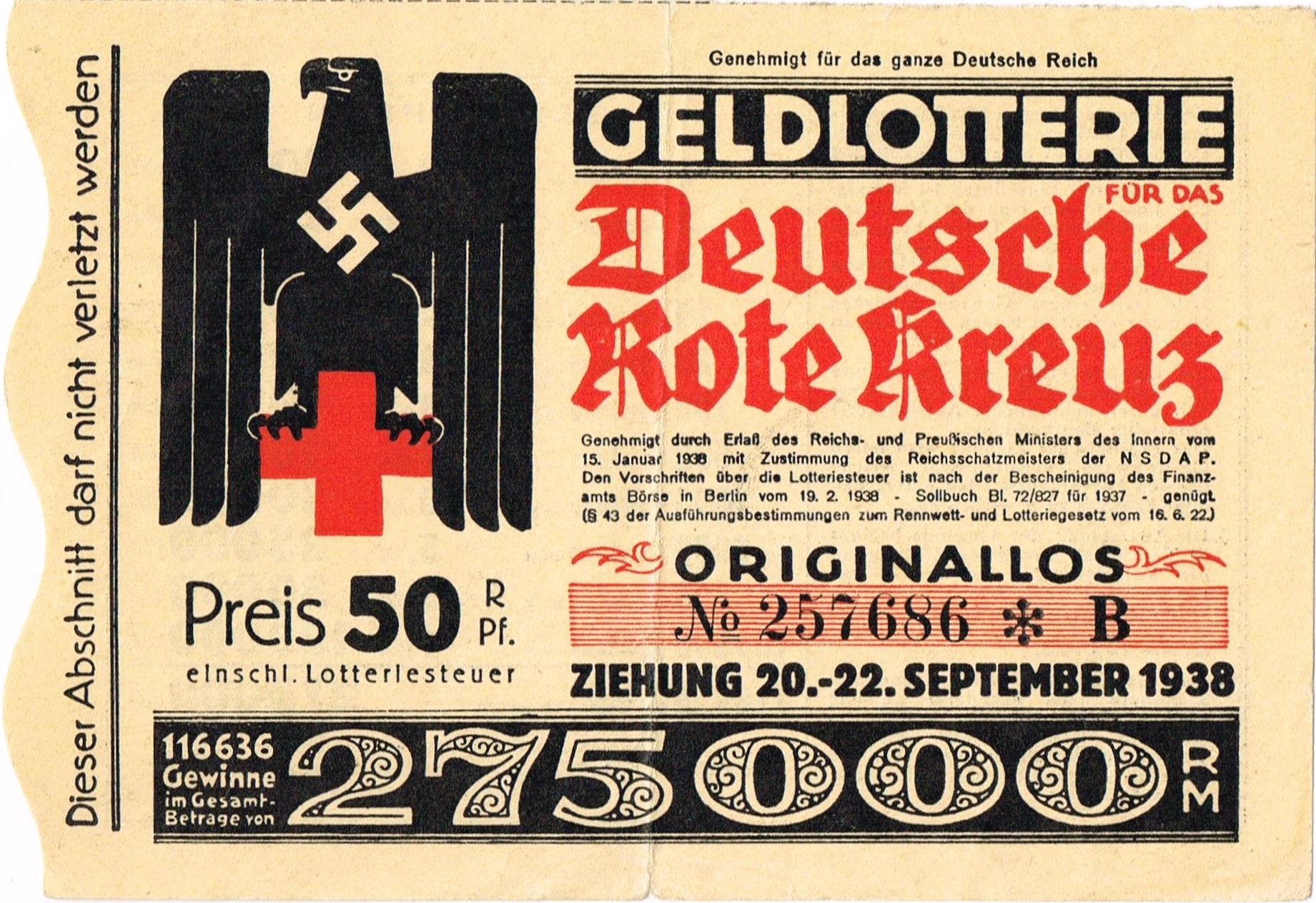 Photo Lottery ticket "Geldlotterie für das Deutsche Rote Kreuz"